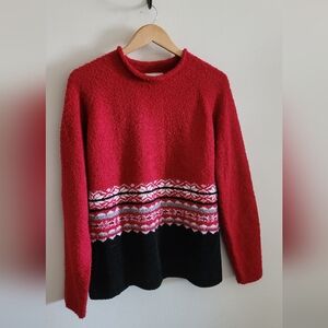 Vintage Studio Works Christmas Fair Isle Boucle Sweater, Women's XL, Red